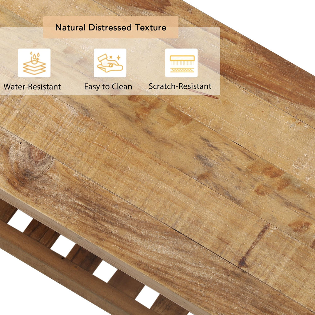 Solid Wood Bench with Storage Shelf O359670