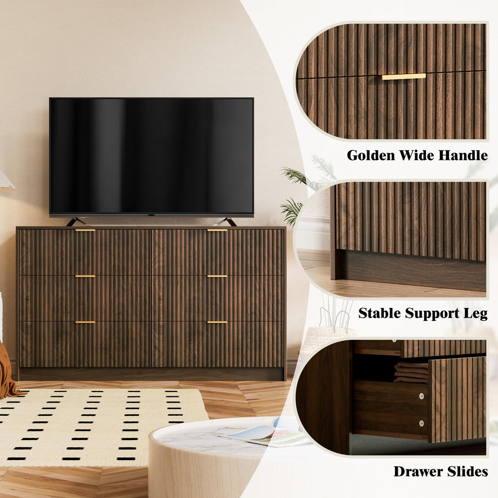 Walnut 6 Drawer Dresser G1210