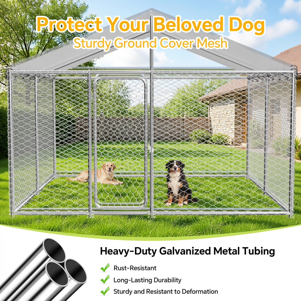 10x10FT Heavy Duty Outdoor Dog Kennel with Roof D117094