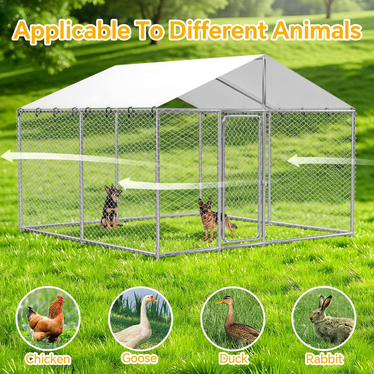 10x10FT Heavy Duty Outdoor Dog Kennel with Roof D117094