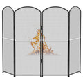 Black Metal Foldable 4-Panel Fireplace Screen X37195
