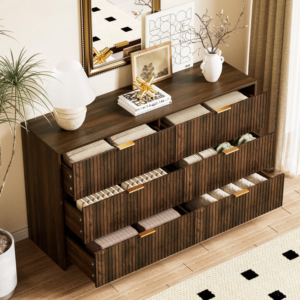 Walnut 6 Drawer Dresser G1210